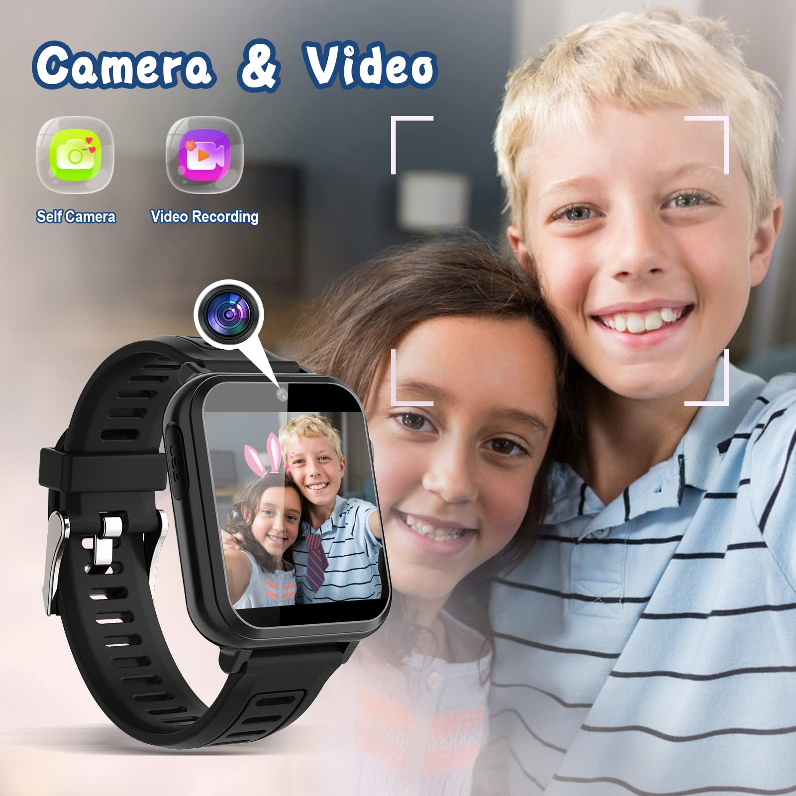 Sedzofan Smart Watch For Kids With 24 Puzzle Games Hd Touch Screen Camera Music Player Pedometer Alarm Clock Calculator Flashlig